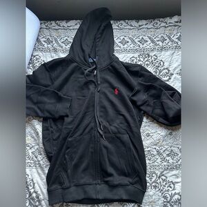 Polo Ralph Lauren zip up hoodie black and red size medium